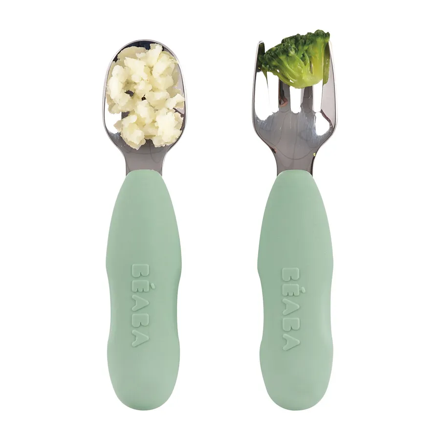 Beaba Bestekset – Set van 2 – Siliconen – Groen  