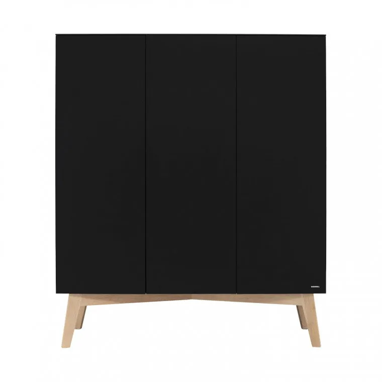 Kidsmill Sixties Kledingkast 3-deurs Zwart Mat / Naturel