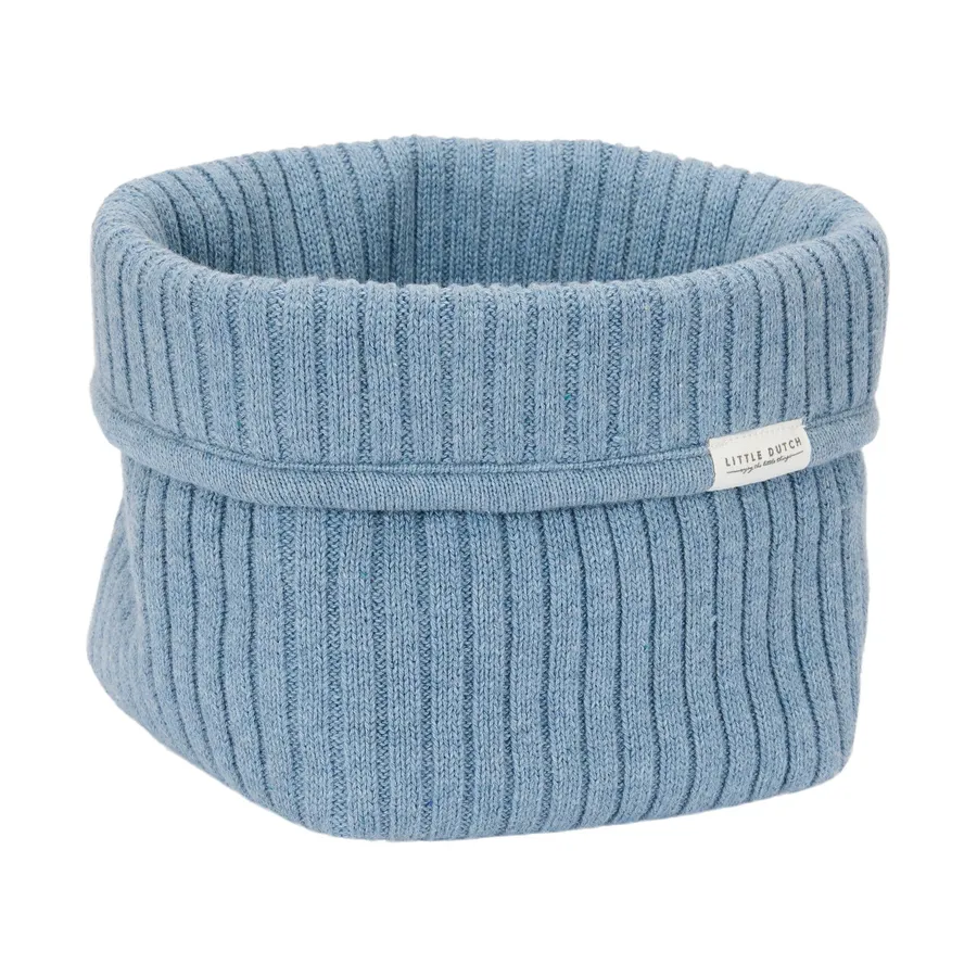 Little Dutch Pure Commodemandje Klein - 15 x 15 x 15 cm - Gebreid - Denim Blue